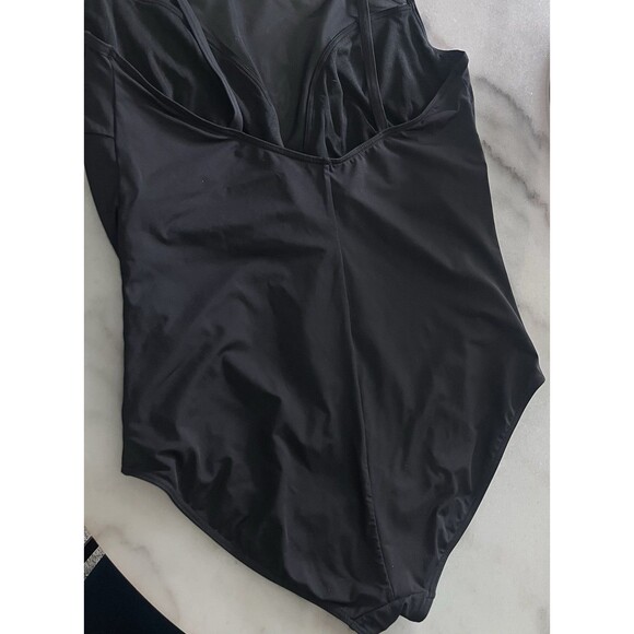 GMB SONSIE by GRACING Women's Plus 24W One Piece Swim Suit Black Sheer Mesh - Picture 4 of 8